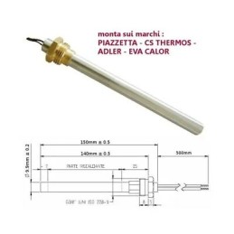 Resistenza candeletta stufa a pellet 38 280w 150mm piazzetta eva 140mm battuta