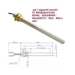 Resistenza candeletta stufa a pellet 38 350w 170mm edilkamin 160mm battuta