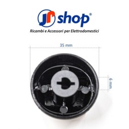 Kit 2 Manopola nera piano cottura Ø6 mm - Mozzo 3 mm compatibile con Electrolux 3550503290