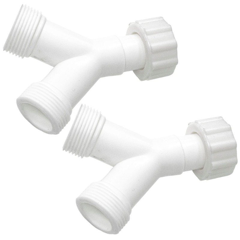 2 pezzi Raccordo doppio per tubo di carico lavatrice e lavastoviglie universale 3/4"