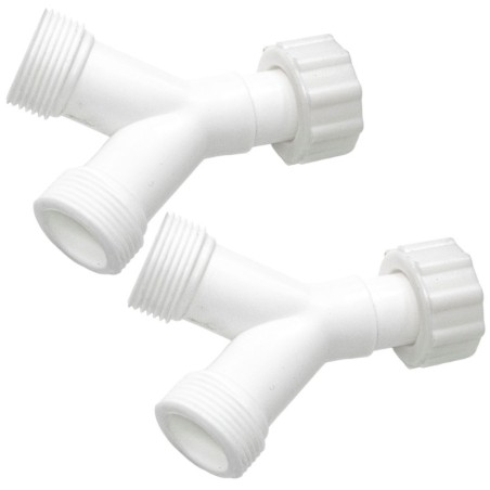 2 pezzi Raccordo doppio per tubo di carico lavatrice e lavastoviglie universale 3/4"