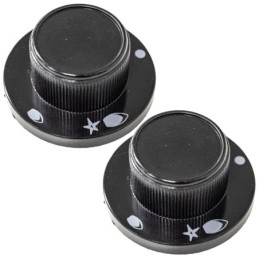 Kit 2 pezzi Manopola nera piano cottura Ø 6 mm - Mozzo incassato 2 mm esterno 48 mm compatibile con Star M5513