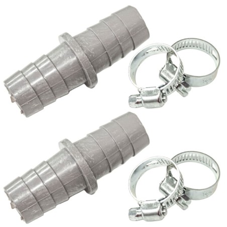 Kit 2 Connettori raccordo per tubo di scarico per lavatrice e lavastoviglie con 4 fascette universale
