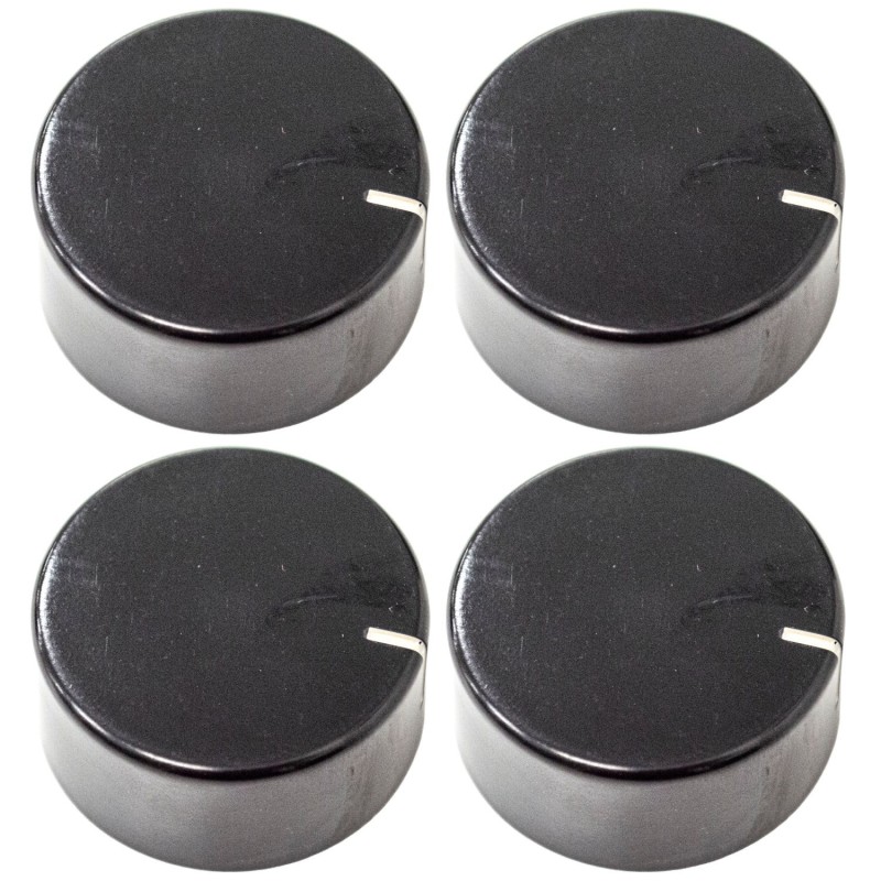 Kit 4 manopole nera piano cottura Ø6 mm - Mozzo raso compatibile con Samet M4722