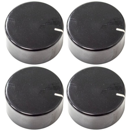 Kit 4 manopole nera piano cottura Ø6 mm - Mozzo raso compatibile con Samet M4722