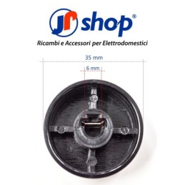 Kit 4 manopole nera piano cottura Ø6 mm - Mozzo raso compatibile con Samet M4722