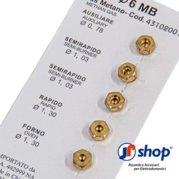Ugelli per gas Metano passo 6 MB + Chiave a tubo N 6/7 per cucina compatibile con Nardi - Lofra e altri modelli in descrizione
